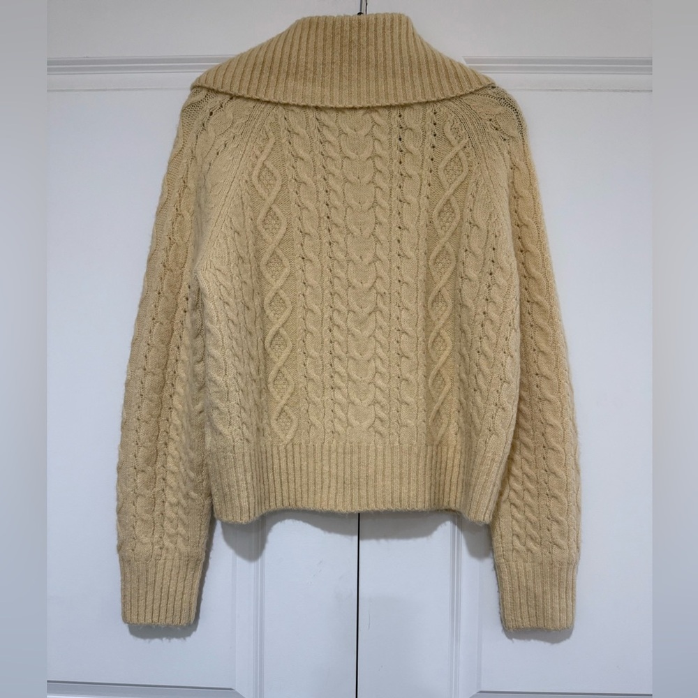 J. Crew Women's Collared Cable Knit Cardigan CC004 - Picture 4 of 7